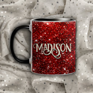 Mug Chic blanc rouge noir parties scintillant monogram