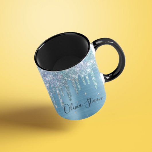 Mug Chic bleu aqua goutte parties scintillant monogram