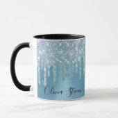 Mug Chic bleu aqua goutte parties scintillant monogram (Gauche)