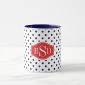 Mug Chic bleu et blanc motif monogramme (Centre)