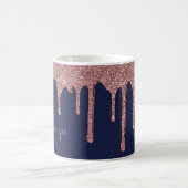 Mug Chic Bleu Nuit Rose Doré Paillettes Étincelles (Centre)