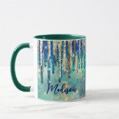Mug Chic bleu turquoise or parties scintillant gouttes (Gauche)