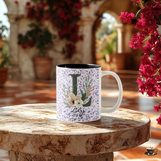 Mug Chic Boho Pure avec Monogramme Floral Lily