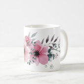 Mug Chic botanique floral élégant gris rose fleur (Devant droit)