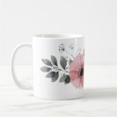 Mug Chic botanique floral élégant gris rose fleur (Gauche)