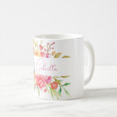 Mug Chic Chat Blanc et Jardin Fleur Personnalisé (Devant droit)