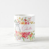 Mug Chic Chat Blanc et Jardin Fleur Personnalisé (Centre)