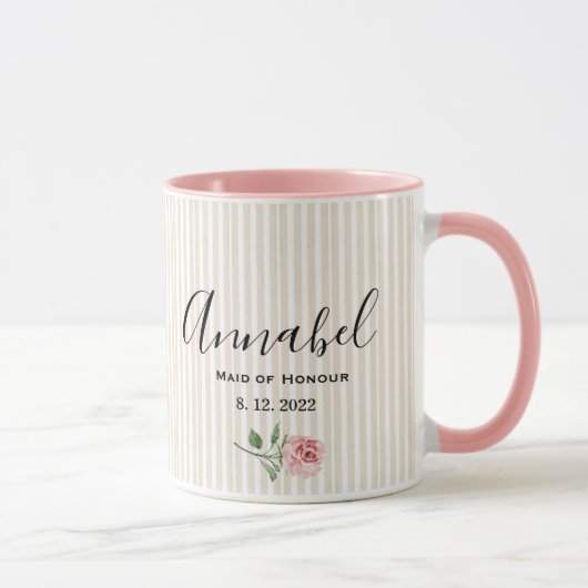 Mug Chic chic chic Bridesmaid à rayures roses (Droite)