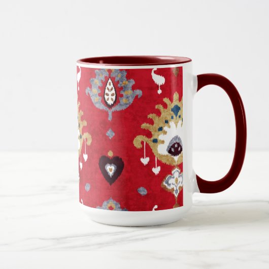 Mug Chic crammson rouge jaune ikat motif tribal (Droite)