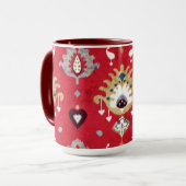Mug Chic crammson rouge jaune ikat motif tribal (Devant gauche)