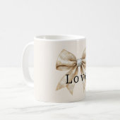 Mug Chic Crème Argent Glam Bow Love (Devant gauche)
