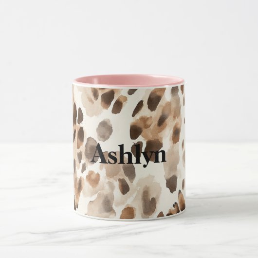 Mug Chic Crème Brown Poster de animal léopard (Centre)