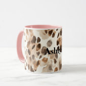 Mug Chic Crème Brown Poster de animal léopard (Devant gauche)