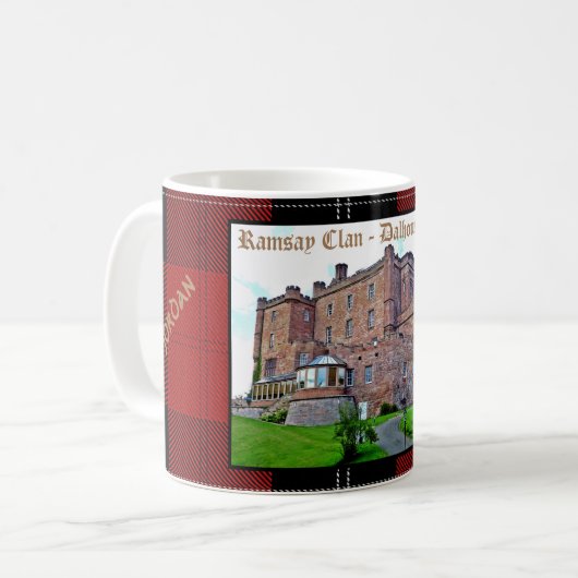 Mug Chic écossais Ramsay Clan Castle Tartan Nom (Devant gauche)
