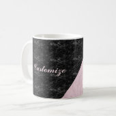 Mug Chic Elegant Marbre Noir Rose Personnalisé (Devant gauche)