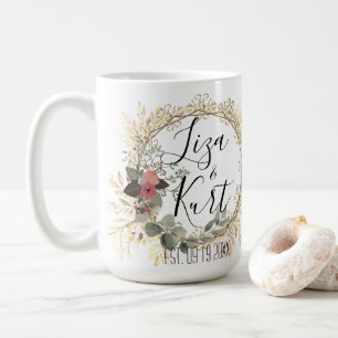 Mug Chic Elegant Mariage de couronne Florale Personnal