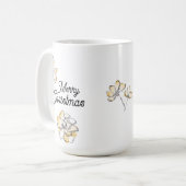 Mug Chic élégant or botanique floral joyeux Noël (Devant gauche)