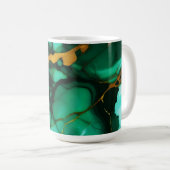 Mug Chic Elegant vert foncé jaune Faux Marble (Devant droit)