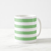 Mug Chic Épais Vert et Blanc Horizontal rayé (Devant droit)