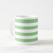 Mug Chic Épais Vert et Blanc Horizontal rayé (Devant gauche)
