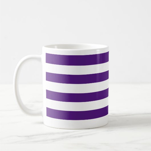 Mug Chic épais violet foncé et blanc horizontal rayé (Gauche)