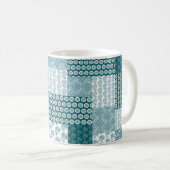 Mug Chic ethnique Faux Patchwork Motif, Turquoise et b (Devant droit)
