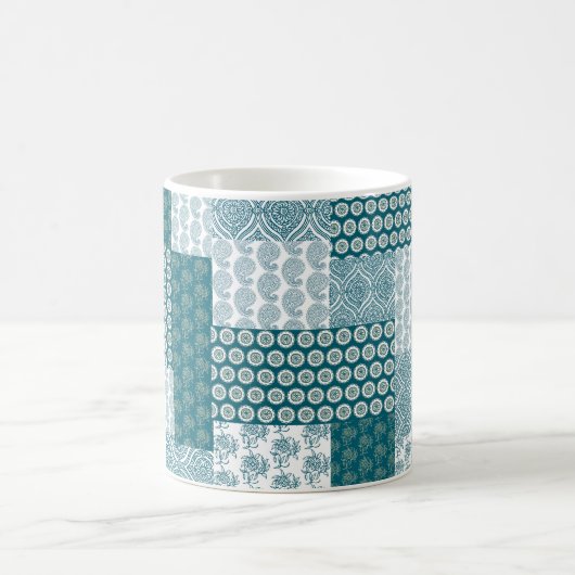 Mug Chic ethnique Faux Patchwork Motif, Turquoise et b (Centre)