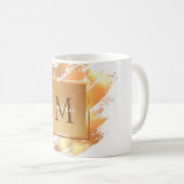 Mug Chic Faux Gold Glam Brushstroke Monogramme (Devant droit)