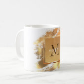 Mug Chic Faux Gold Glam Brushstroke Monogramme (Devant gauche)
