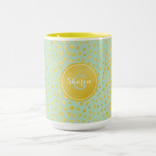 Mug Chic faux or brillant guépard imprimé monogramme