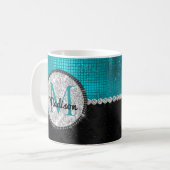 Mug Chic faux Parties scintillant argent Turquoise noi (Devant gauche)