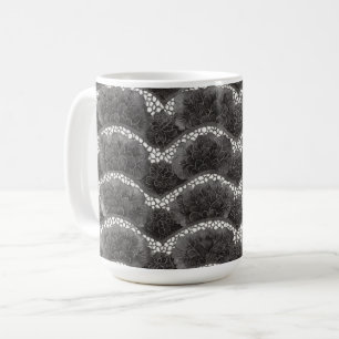 Mug Chic Fleur Floral Blanc Noir