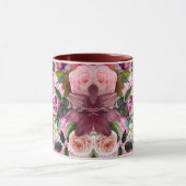 Mug Chic floral Bourgogne rose violet parties scintill (Centre)