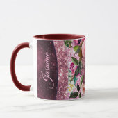 Mug Chic floral Bourgogne rose violet parties scintill (Gauche)