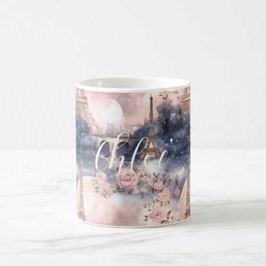 Mug Chic French Blue Pink Paris Eiffel Tower (Centre)