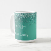 Mug Chic Glitterie Turquoise Personnalisé Boss Lady (Devant gauche)