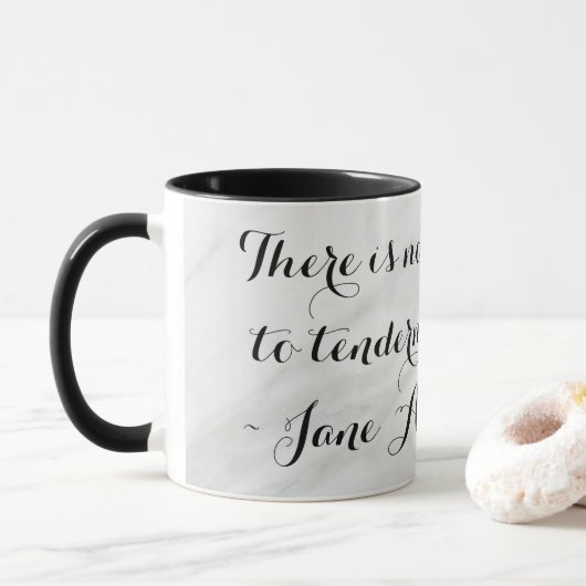 Mug Chic Jane Austen Emma Citation de livre noir gris (Avec donut)