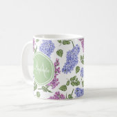 Mug Chic Lavande Lilac Floral Pastel Vert Monogramme (Devant gauche)