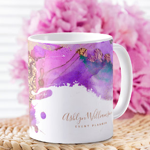 Mug Chic, modern watercolor gold pink purple splatter