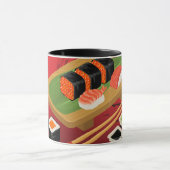 Mug Chic Moderne élégant Sushi noir & rouge (Centre)