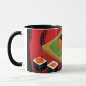 Mug Chic Moderne élégant Sushi noir & rouge (Gauche)
