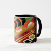 Mug Chic Moderne élégant Sushi noir & rouge (Devant droit)