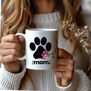Mug Chic moderne Empreinte de patte Chien Maman Café M
