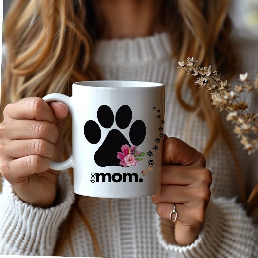 Mug Chic moderne Empreinte de patte Chien Maman Café M