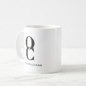Mug Chic Monogramme Classic Élégant Minimal Noir Blanc (Devant gauche)