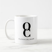 Mug Chic Monogramme Classic Élégant Minimal Noir Blanc (Gauche)