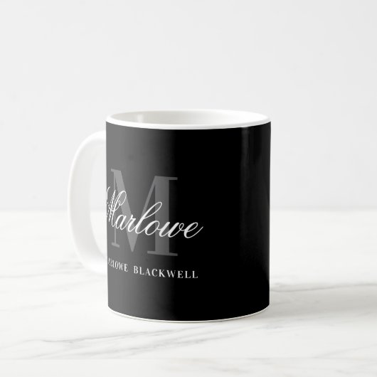 Mug Chic Monogramme Gris Noir (Devant gauche)