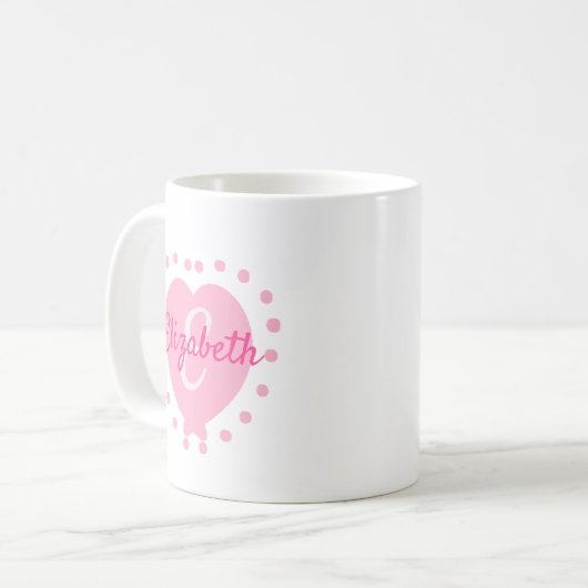 Mug Chic Monogramme initial et nom Coeur rose (Devant gauche)