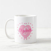 Mug Chic Monogramme initial et nom Coeur rose (Gauche)