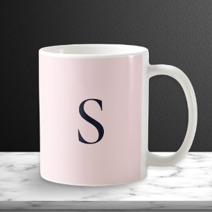 Mug Chic Monogramme Moderne Minimaliste Rose
